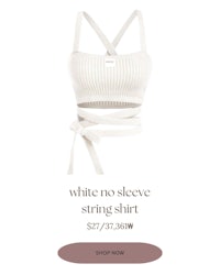 white no sleeve string shirt