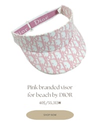 pink branded visor for beach by dior