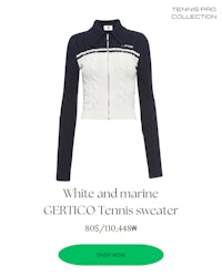 white and marine gertrude tennis sweater